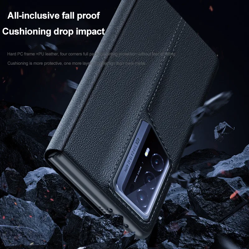 Luxury Window Leather Case For Honor Magic V2 RSR Porsche Design Smart Sleep Wake Protective Cover