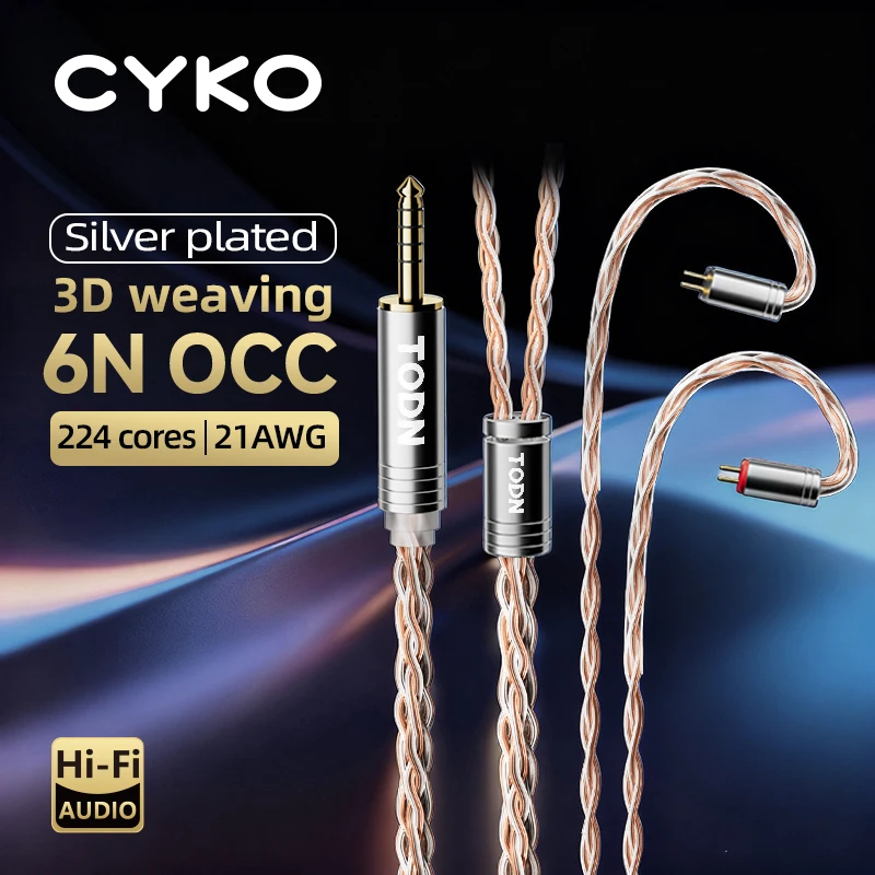 TODN HiFi 8 Core Silver Plated OCC iem Audio earphone Cable MMCX 2Pin 4.4mm 3.5mm aux jack for Carat Tangzu Fudu HOLA Zero