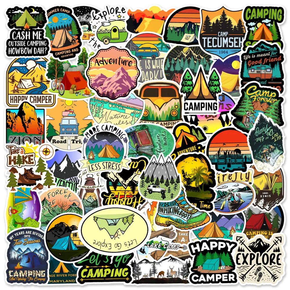 

10/30/50PCS Cool Camping Travel Adventure Outdoor Stickers Graffiti Decals Motorcycle Car Laptop Guitar Phone Waterproof Sticker