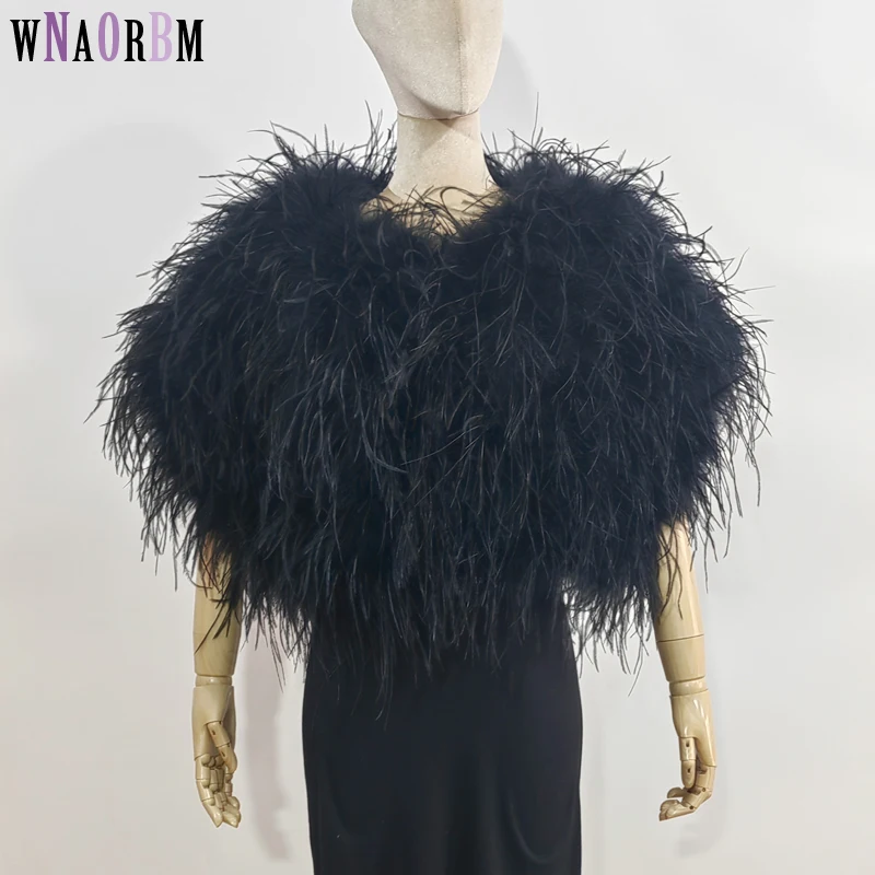 

The latest ostrich feather cardigan with bat sleeve design loose and casual measuring short sleeved elegant and comfortable