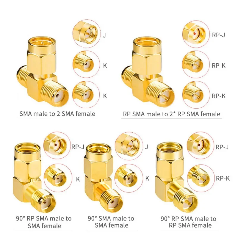 Cleqee-SMA To SMA 수 도금 RP SMA To SMA 수 RPSMA 커넥터 RF 어댑터, 스트레이트 벤트 L/T 타입, 1 개입