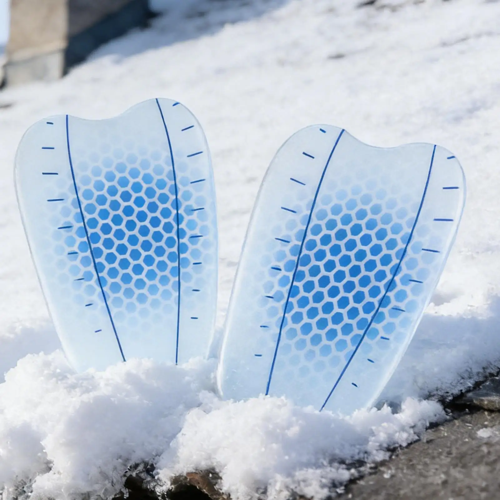 2 Stück Ski-Schienbeinschoner, selbstklebende, wiederverwendbare Schutzpolster für Snowboarden, Skifahren, Fußball, Hockey, Wintersport, Kinder und Erwachsene ﻿ – Detail 3