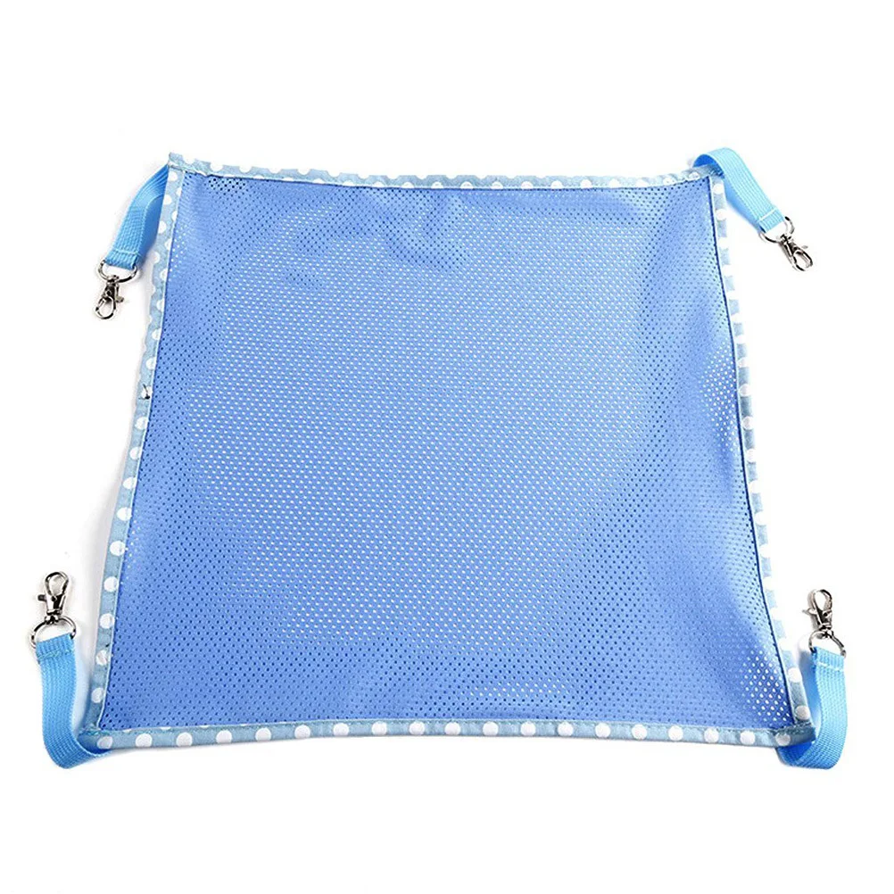 

Cat Hammock Bed Breathable Mesh Dot Border With Spring Clips Pet Sleep Pad Animal Hanging Bunk Cage Size L Blue