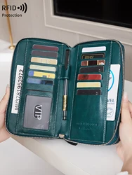 Minimalist classic women's wallet RFID anti-theft brush long women's card bag/high-quality PU double-layer large capacity wallet