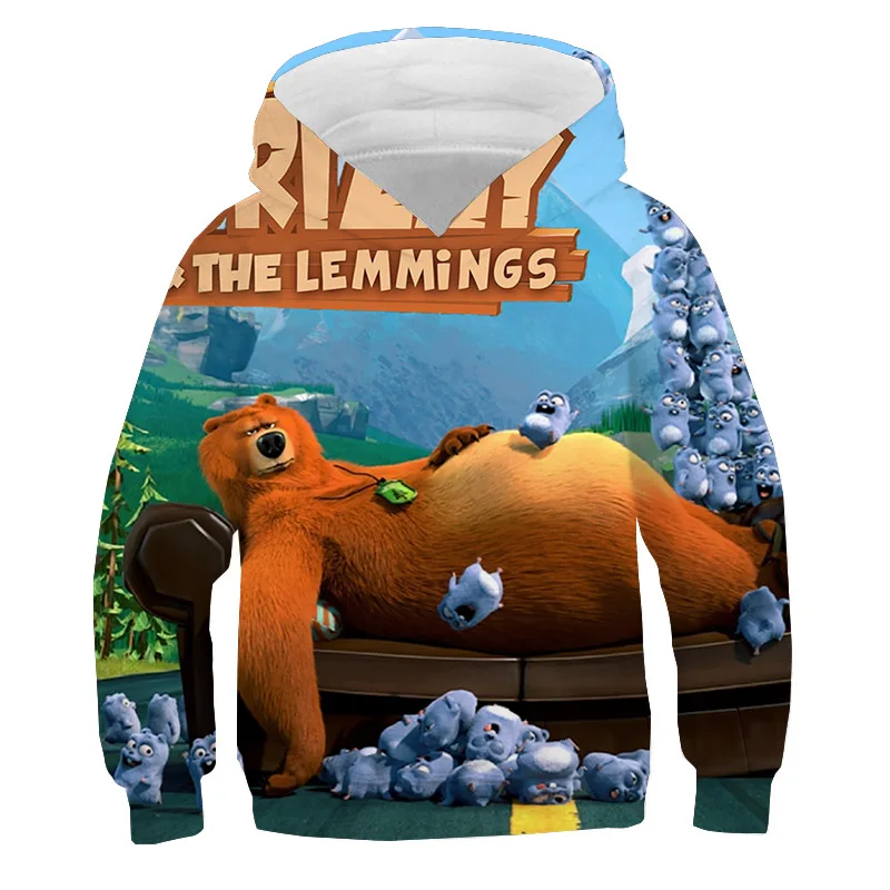 

New Kids Clothes Grizzy And The Lemmings Cartoon Print Hoodie Autumn Boy Girls Hoodies Long Sleeve Pullover Casual Hooded Tops