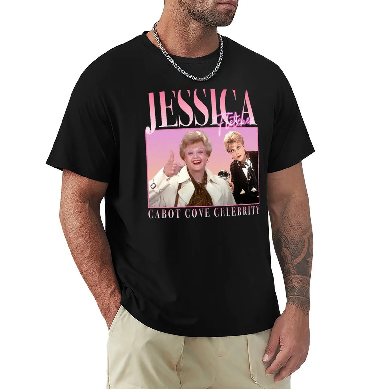 T-shirt Jessica Fletcher Cabo Cove Celebrity, couleur unie simple, col rond.