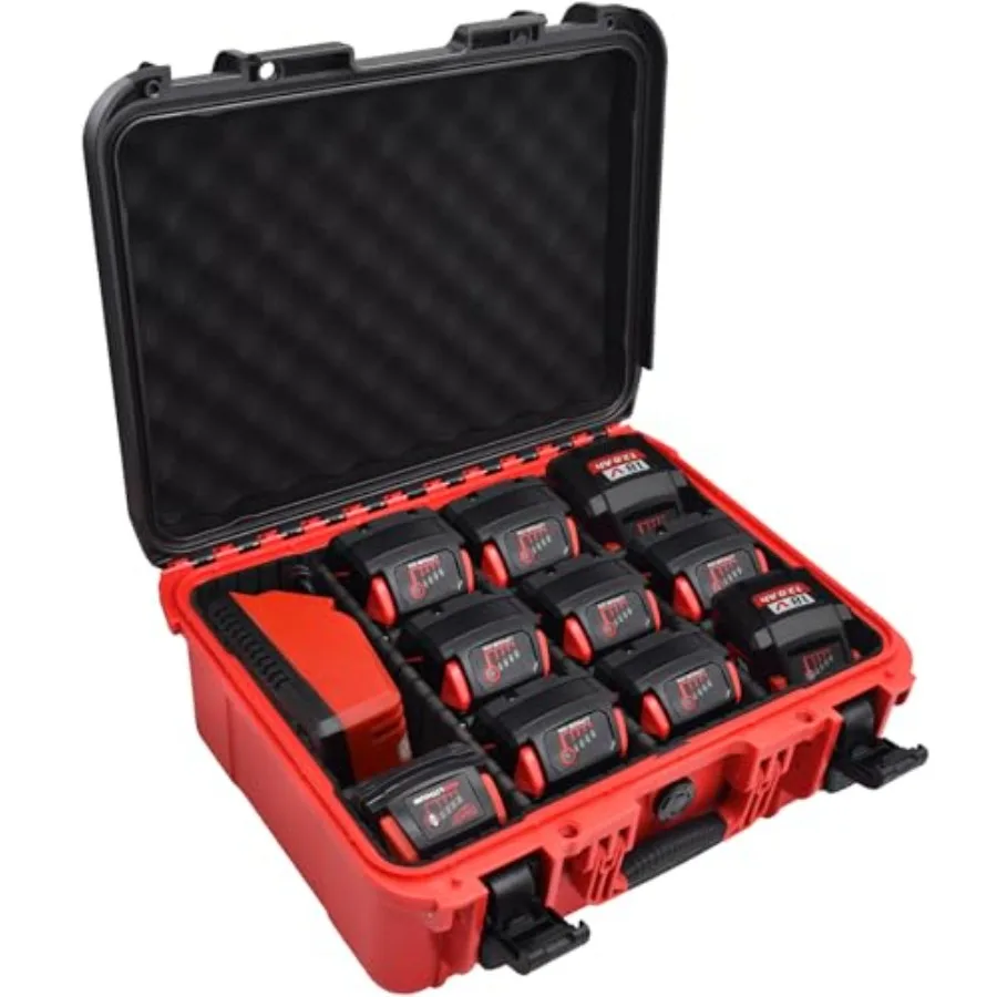 

Case for Milwaukee Battery - Extra Large Hard Storage Box with Adjustable Dividers for Milwaukee M18 M12 Battery and Charger Du