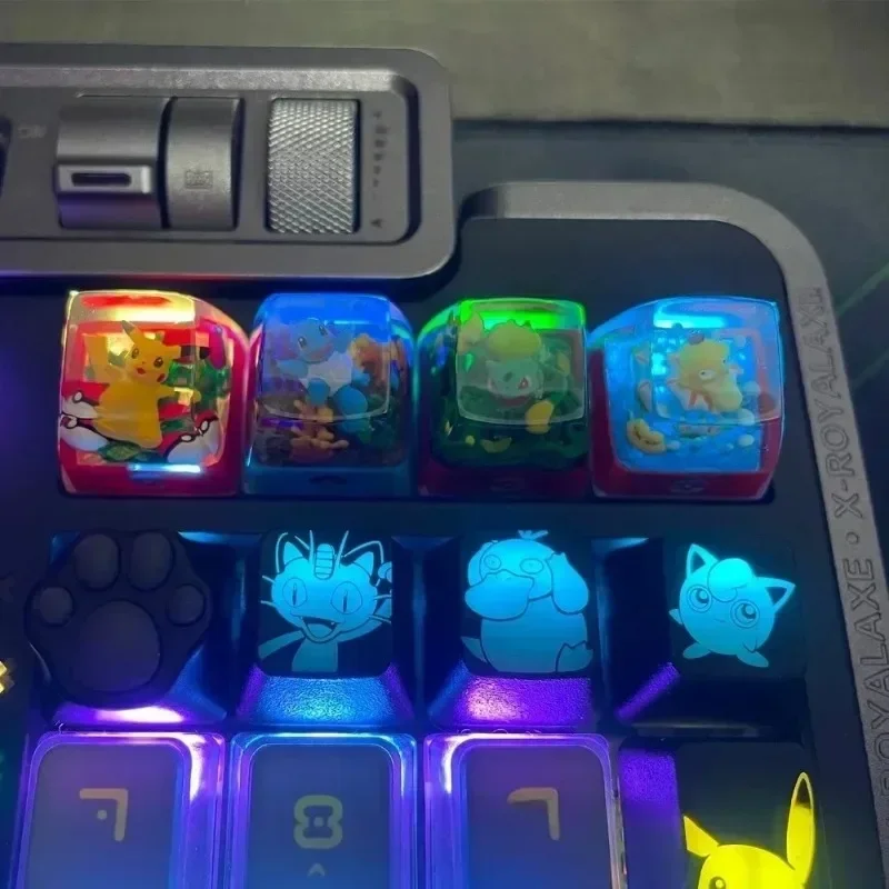 Pokemon Gengar Pikachu Charizard Eevee Custom Resin Micro Transparent Key Cap Mechanical Creative Single Computer Keyboard Cap