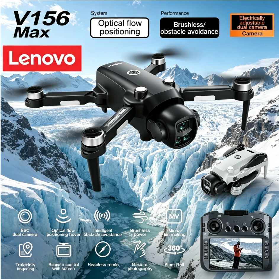 

Lenovo V156 MAX 8K Drone 5G Brushless Anti Drop Four Axis Long-Range Obstacle Avoidance Foldable Quadcopter RC GPS Dron