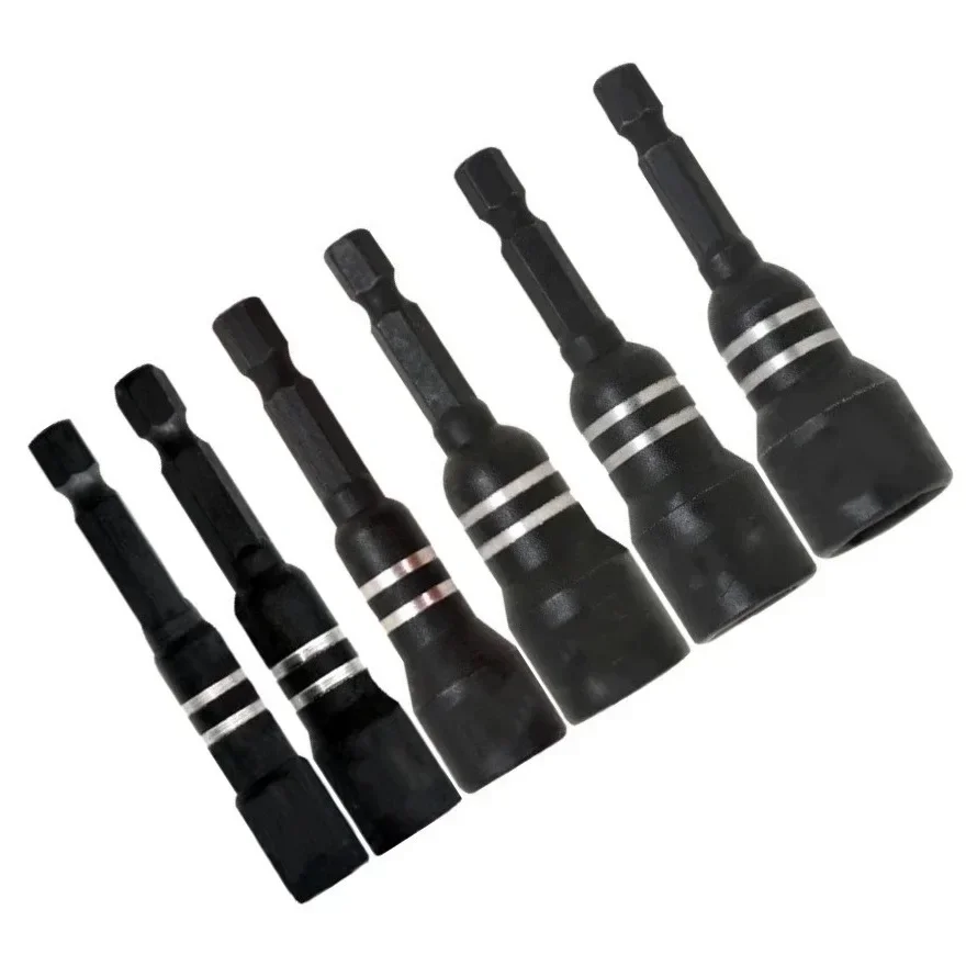 6pc Magnetic Socket Nut Driver Drill Bit Set 6-14mm Hex Magnetic Socket Wrench Reducer Sleeve Socket Adapter Electric Drill Tool