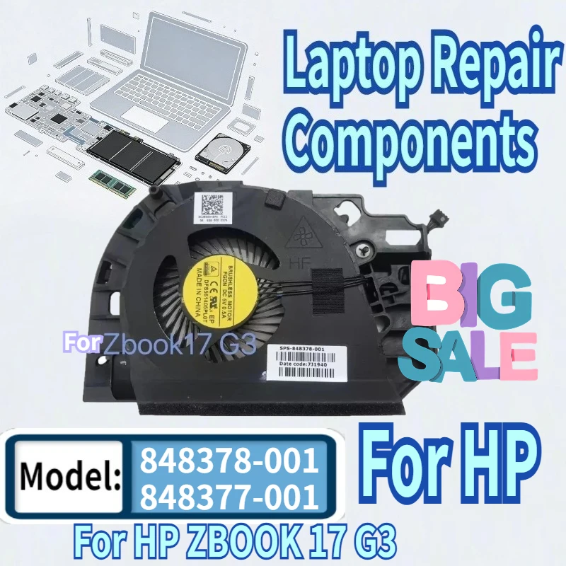 

For HP ZBOOK 17 G3 848378-001 848377-001 FGD9 FGDN DC5V 0.5A CPU Cooling Fan & GPU Fan