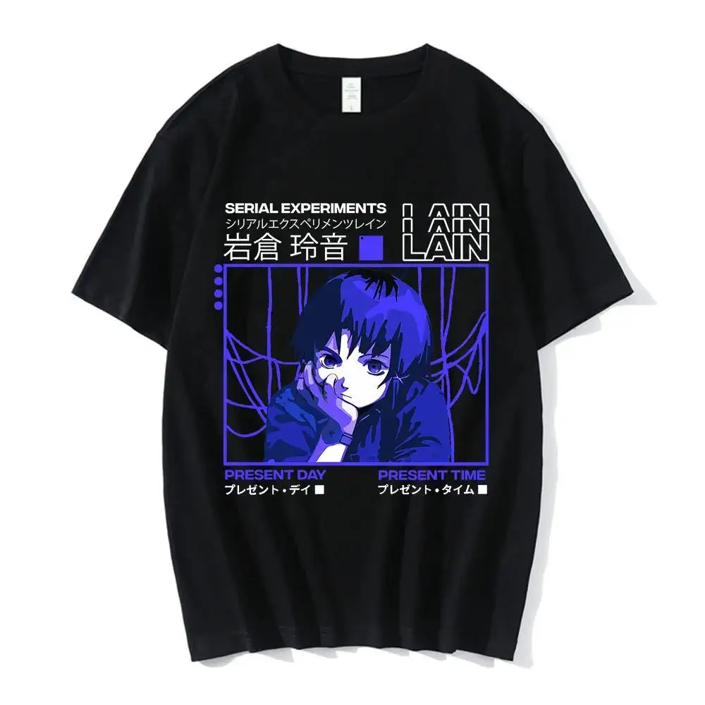 Anime Serial Experiments Lain Graphic Print T Shirt Iwakura Manga Girl Sci Fi Short Sleeve Fashion Plus Size T Shirt Women