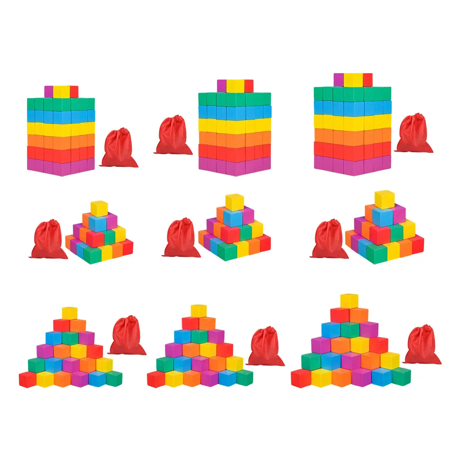 Cube en bois coloré, solide, jouet mathématique, apprentissage précoce pour garçons