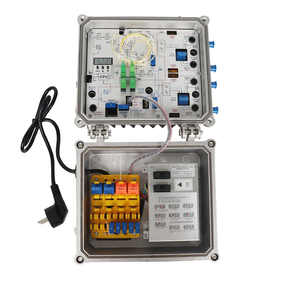 4 طرق إخراج عقدة الألياف البصرية في الهواء الطلق مع مسار إرجاع 5-65 ميجا هرتز لنظام شبكة التلفزيون كابل CATV #1