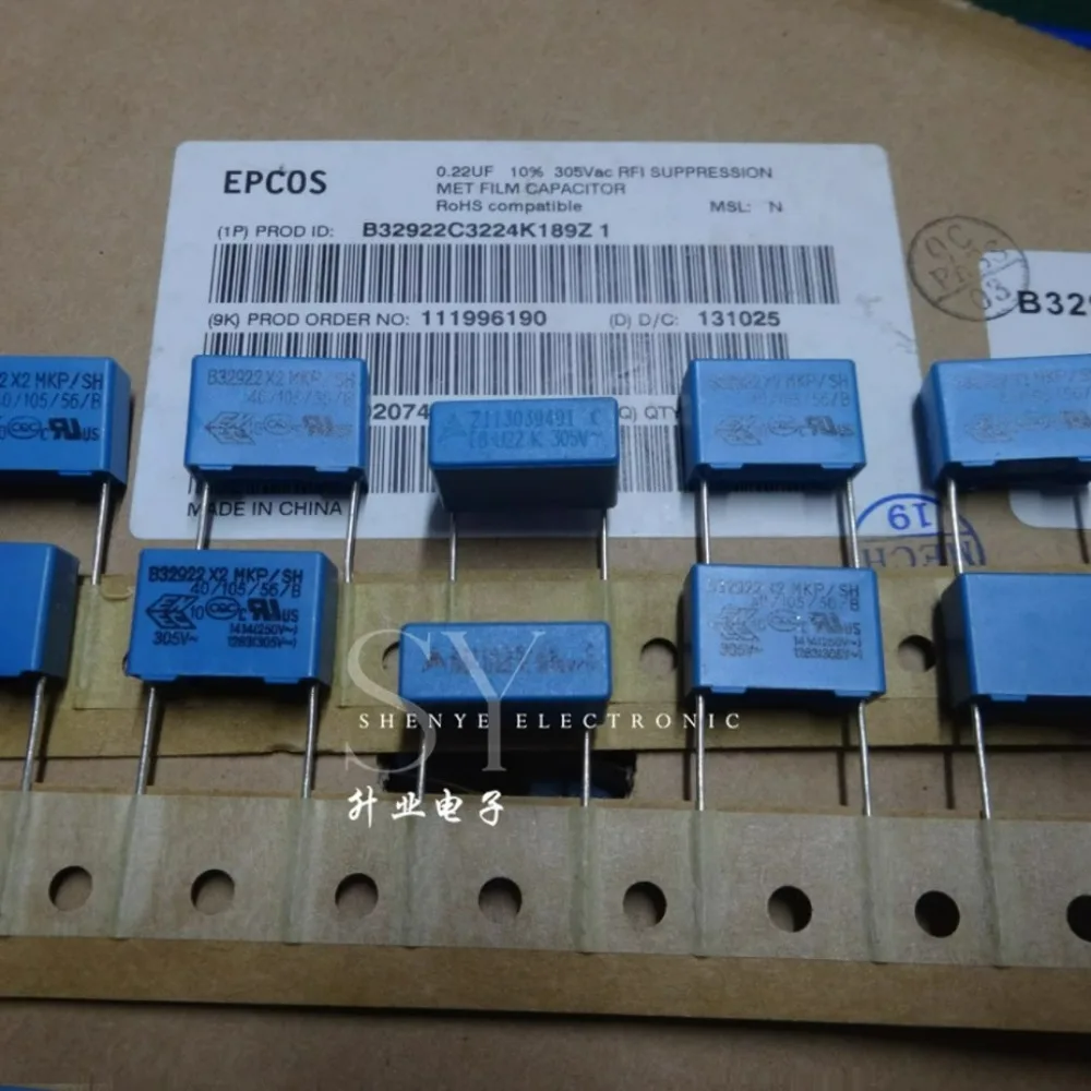 

20PCS EPCOS 0.22uf/305vAC 220nf u22 224 Brand new 10% film capacitor 15mm B32922C3224K