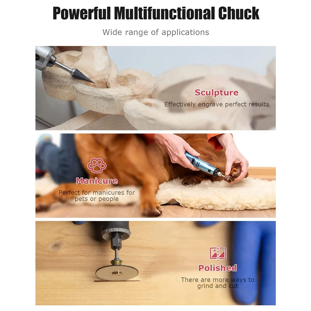 Juego de portabrocas para Dremel, recambio de brocas sin llave con juego de tuercas de taladro rotativas de repuesto, 1/32 "a 1/8", 4486