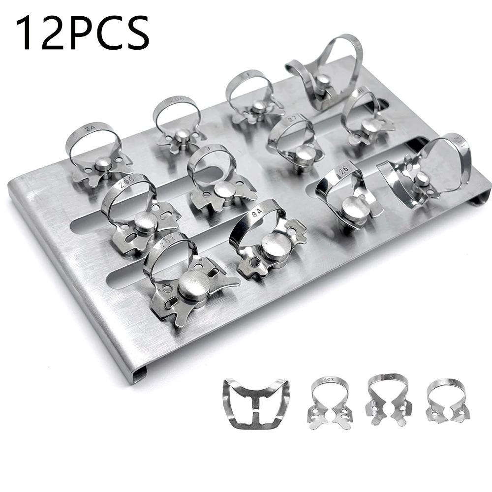 

12Pcs/set Dental Rubber Dam Holder Dentist Rubber Dam Clamp Clip Stainless Steel Dentist Oral Care Tool Instrument