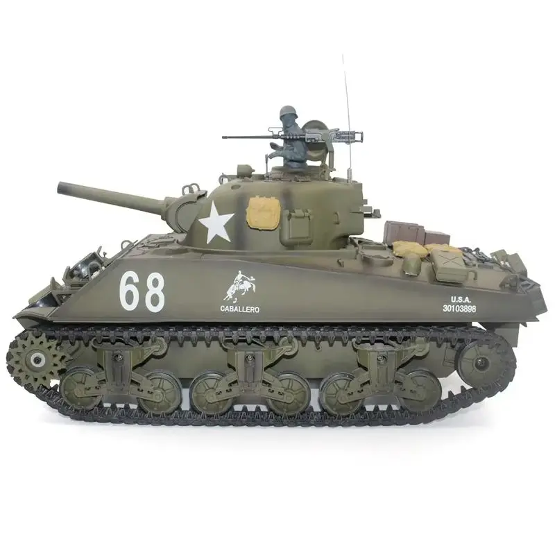Henglong 3898-1 Metal US M4A3 tanque de batalla principal RC modelo US Sherman 1:16 simulación de batalla juguetes de Control remoto Coche