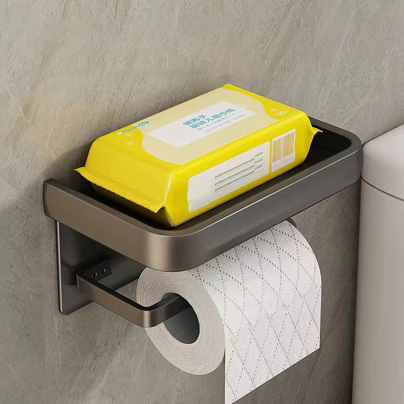 

Black White Tissue Holder Toilet Paper Holder Bathroom Wall Mount Multifunction Wc Paper Phone Holder Shelf Towel Roll Shelf New