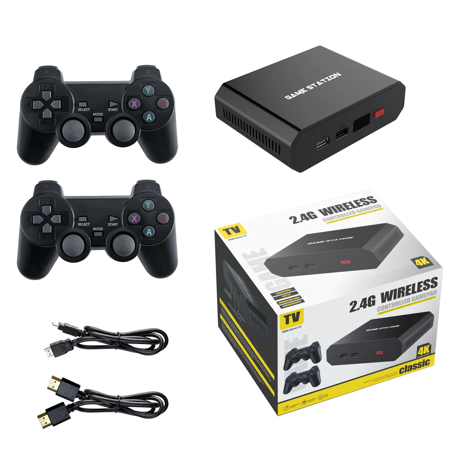 NEW M6 HD Video Game Console Built-in 10,000 Retro Games With Two Wireless Controller PS1 GBA Gamepad 64GB Game Box