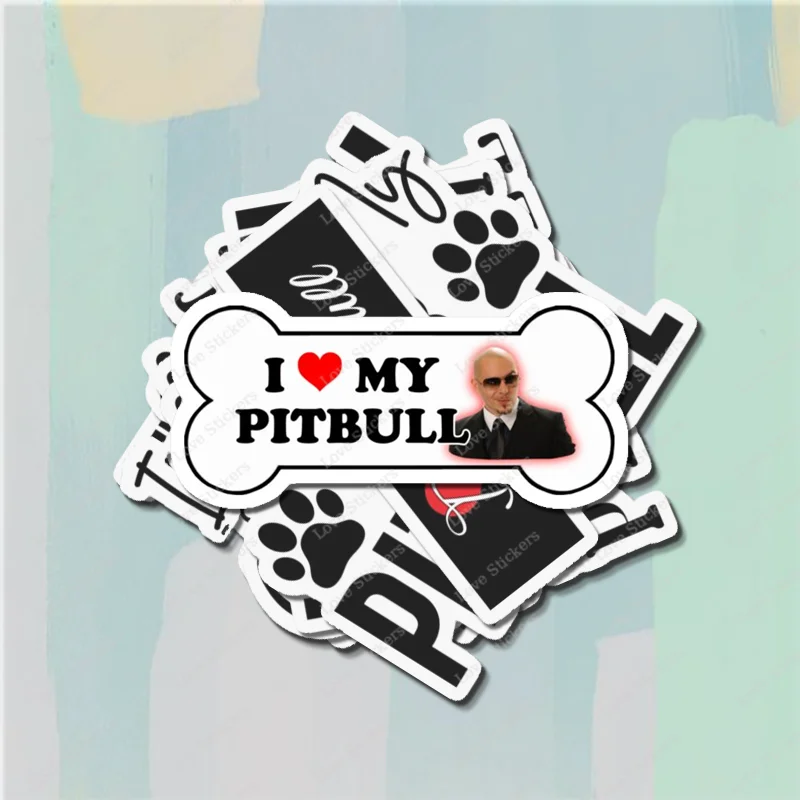 I Love My Pitbull Bumper Parody 5PCS Stickers for Living Room Bumper Anime Cute Kid Car Art Print Window Home Decor  Water Bottl