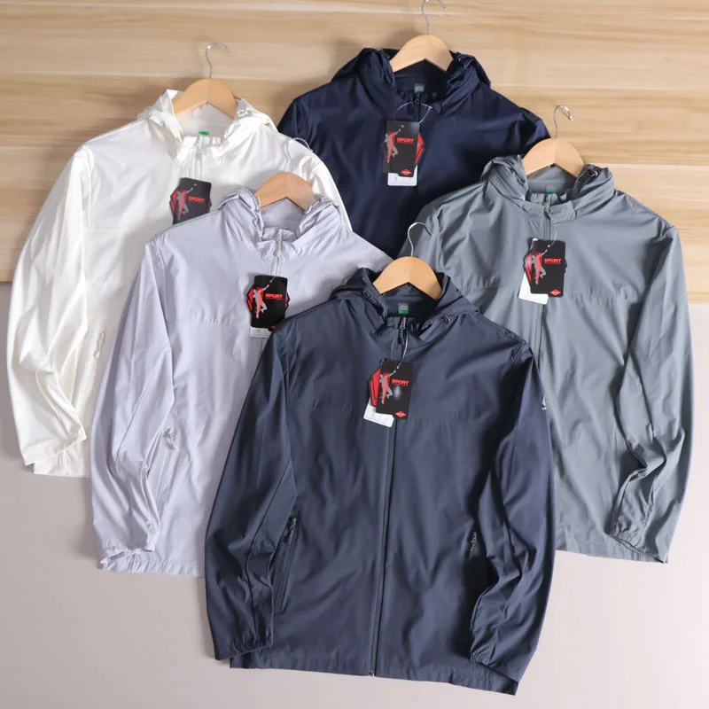 

Men's Outdoor Ice Silk Cool Feeling Breathable Hooded Casual Jaet UPF≥00 Spring Summer Lightweight Long Sve Faion Urb...