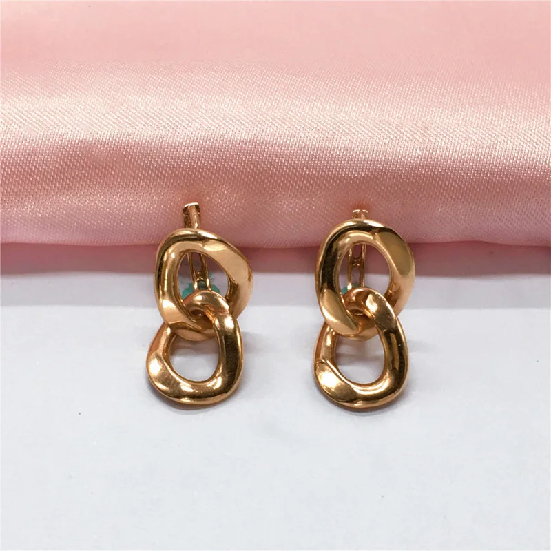 585 Purple Gold Earrings Plated 14K Rose Gold Premium Thick Chain Fashion earrings for women Attending party Banquet Jewelry