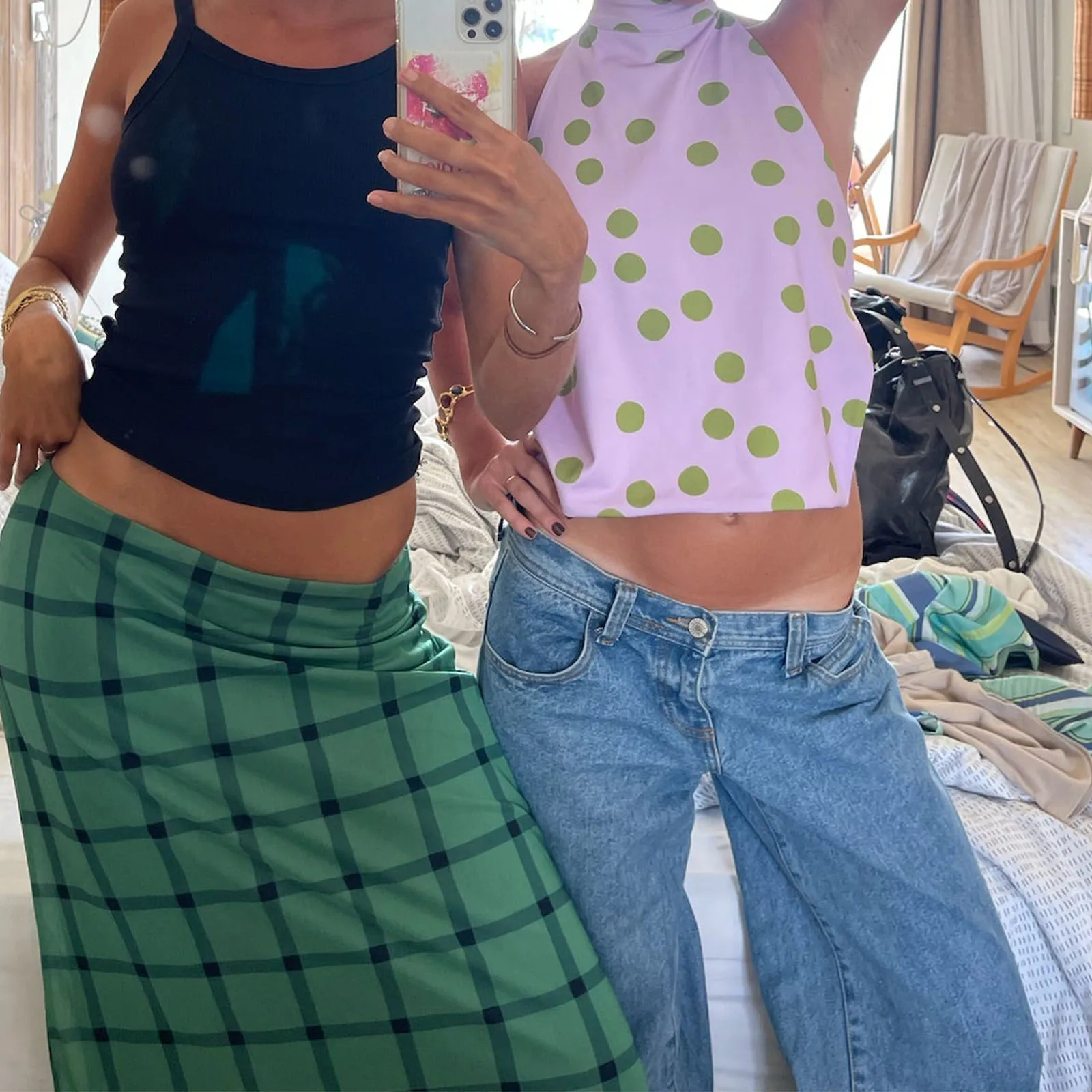 Lamuusaa y2k Top con cuello Halter para mujer, ropa de verano con estampado de puntos/flor, camiseta sin mangas con espalda descubierta, chaleco, ropa de fiesta para discoteca, ropa de calle