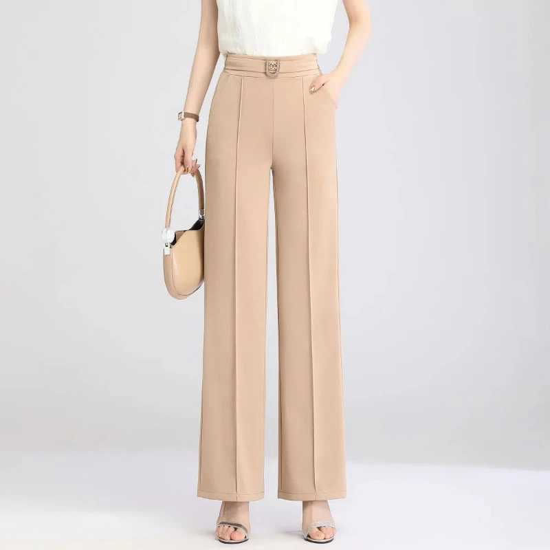 

Draped High-waisted Wide-leg Pants Women Loose and Slim and Fashionable Versatile Straight-leg Pants Temperament Trousers