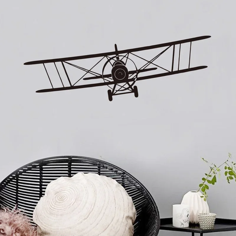 Adesivo da parete per aereo da scivolo retrò per la camera dei bambini Decorazione di sfondo Carta da parati Decalcomanie artistiche Adesivi per decalcomanie per la casa dell'aereo aereo aereo