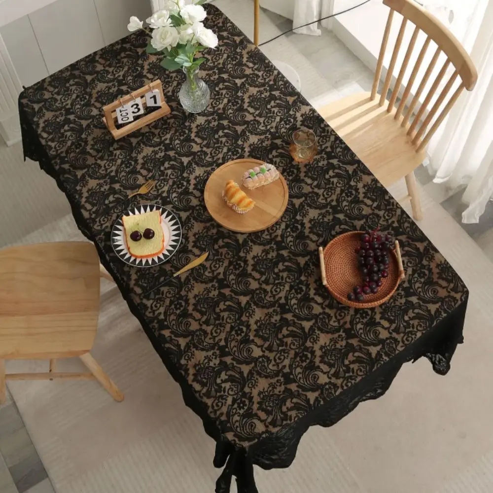 Rustic Style Florals Embroidery Lace Table Cover Rectangular Universal French Tablecloth Decorative Table Linens Afternoon Tea