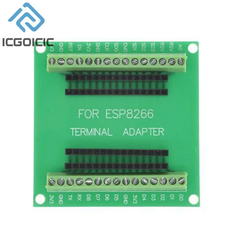 El adaptador de Terminal de placa de expansión ESP8266 es Compatible con la placa de desarrollo MCU Led NODEMCU V2 GPIO