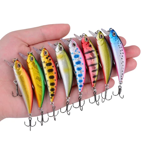 Imagen 2 del producto Señuelo de pesca de pececillo que se hunde, cebos duros artificiales, Crankbait, Wobblers, trucha, lubina, 15 Uds.