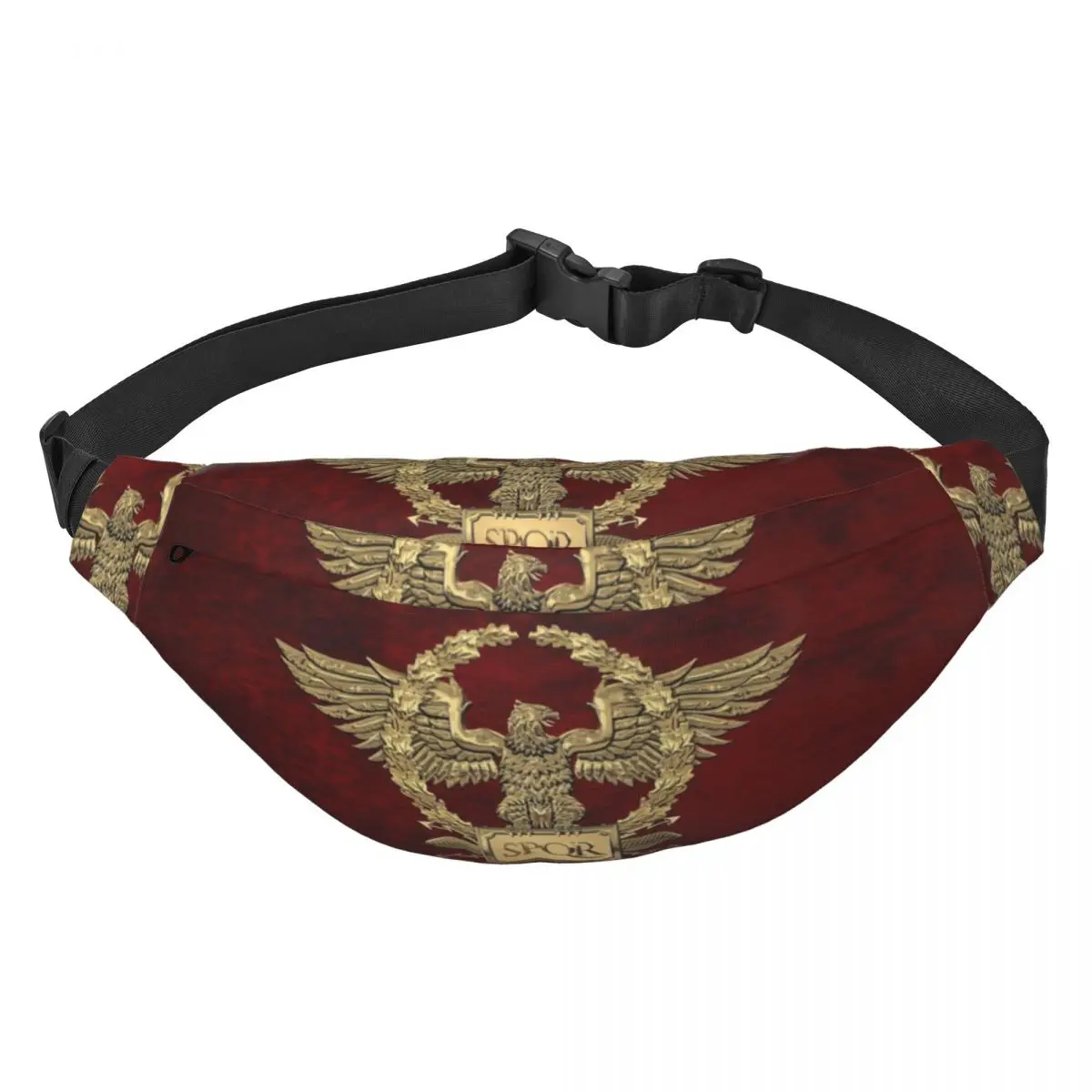 Vintage Gold Roman Empire Byzantine Eagle Emblem Fanny Bag Rome SPQR Sling Crossbody Waist Pack Traveling Phone Money Pouch