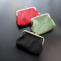PU Lace Embossed Small Wallet Clutch Bag Mini Coin Purse Data Cable Organizer Portable Pouch Girl Women's Money-Bags