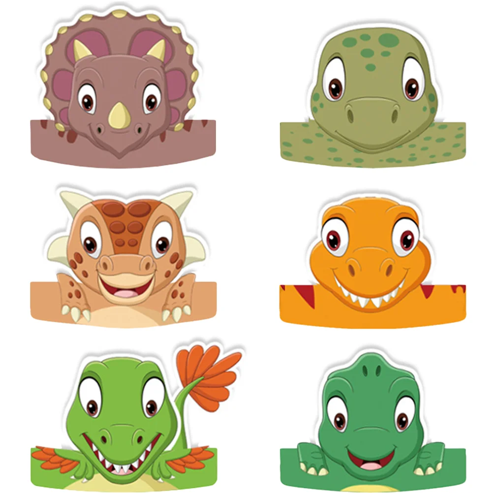 

6 Pcs Headband Crowns Kids Party Favors Dinosaur Birthday Hat Hats Supply Headwear