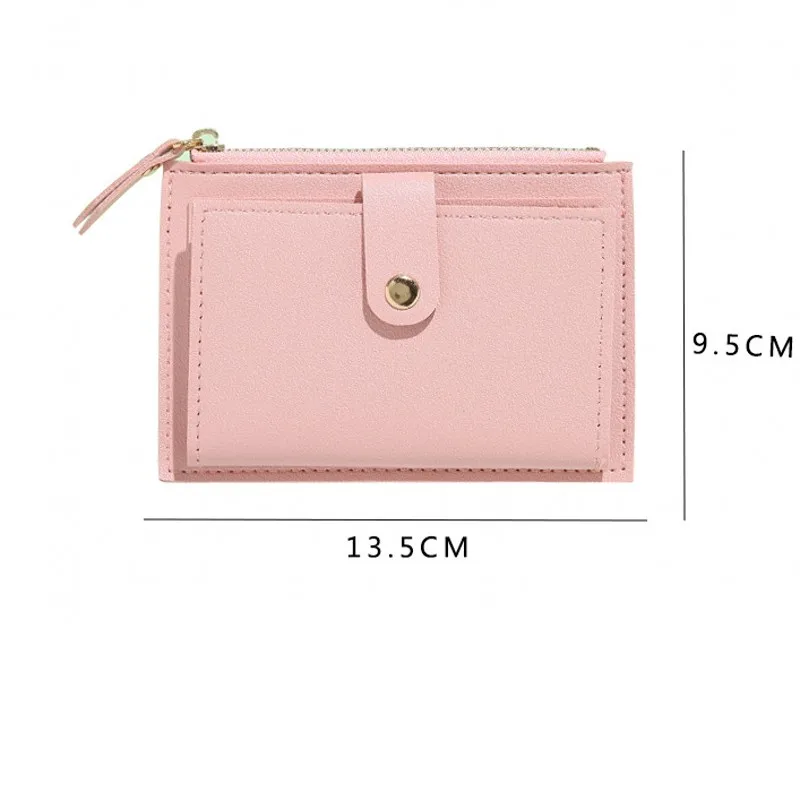 Fashion Simple Wallets PU Leather Female Purse Mini Hasp Multi-Cards Holder Coin Short Wallets Slim Small Wallet Zipper Bag