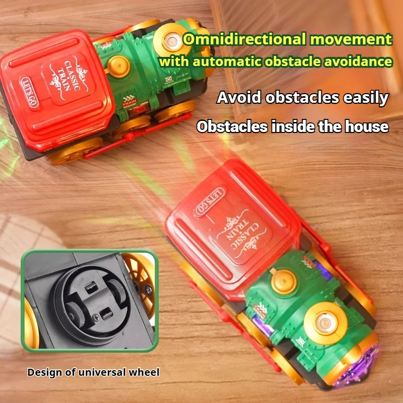 Tren de vapor eléctrico de juguete para niños pequeños de 3 a 5 años con sonido de luz ahumada, juguete de choque de camión con motor locomotor, 360 °   Regalo giratorio para niños