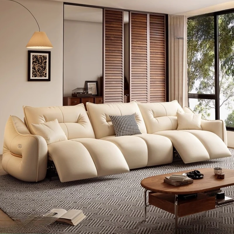 

Italian Beige Electric Sofa Strong Modern Luxury Relax 3 Seater Sofa Living Room Recliner Lazy Divano Moderno Furniture Home