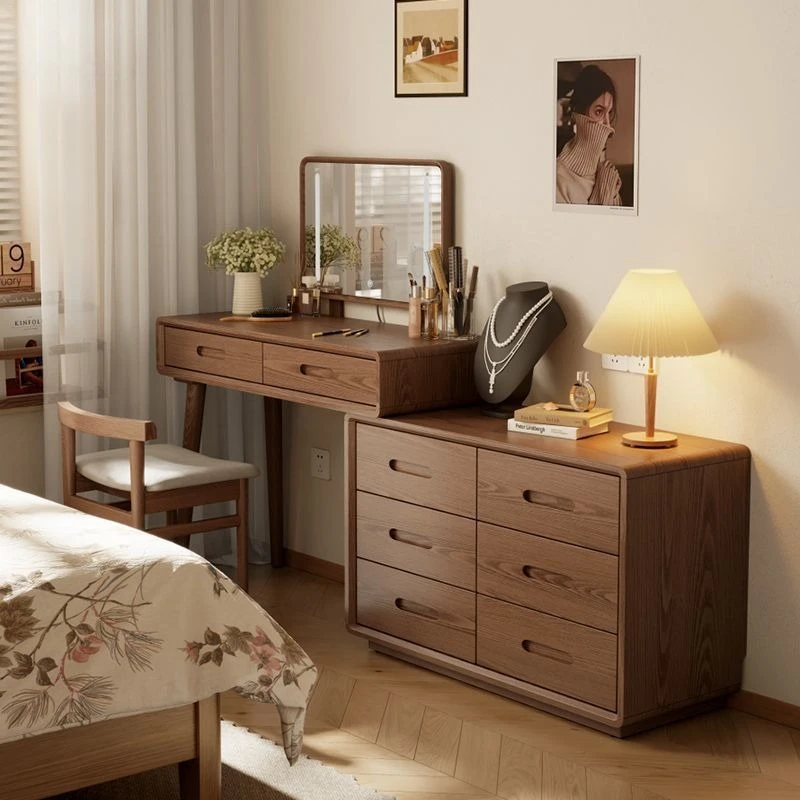 Solid wood chest dresser integrated bedroom dressing table desk bedside table