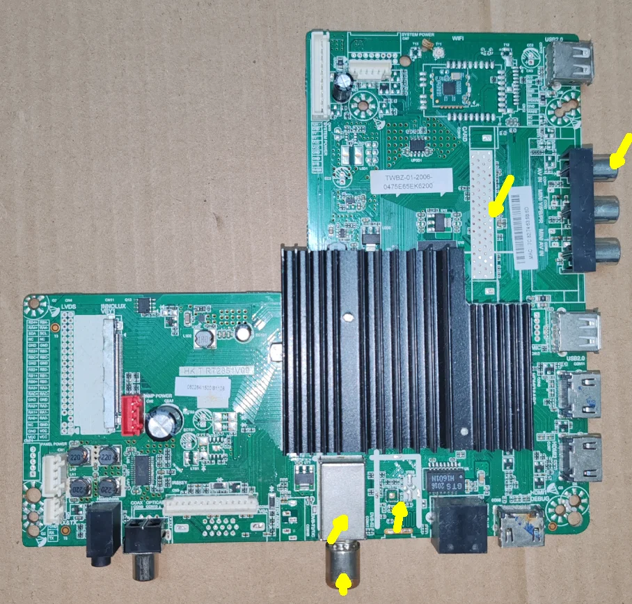 

HK.T.RT2851V09 4K WiFi network TV motherboard tested with physical photos, 3 different types of interfaces