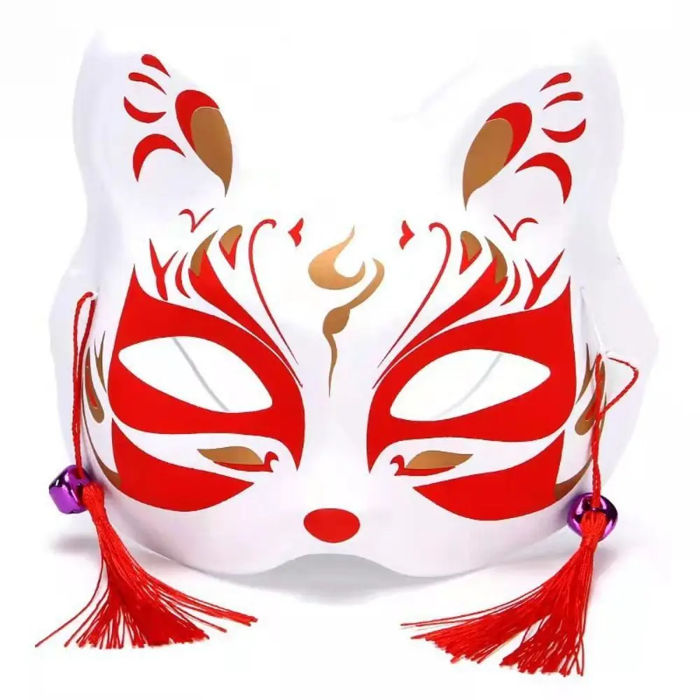 

1Pcs Anime Foxes Mask Cosplay Rave Hand-Painted Japanese Anime Half Face Cat Masks Masquerade Festival Party Props