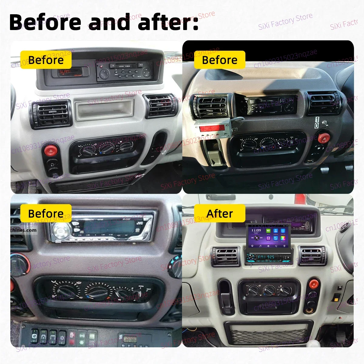 Autoradio 7 "Head Unit 1 Din Android Multimedia Intrekbaar Scherm voor Renault Mascott Master 2000-2004 Carplay Android Auto GPS