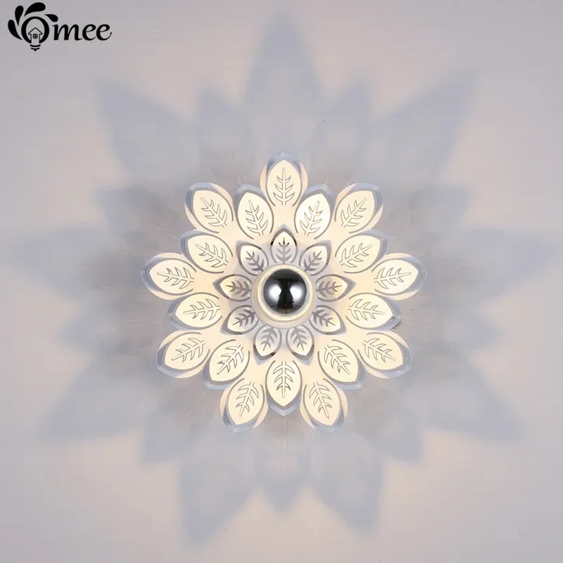 

Omee Art Deco White Flower Shadow LED Wall Lamp Modern Creativity Foyer Stair Ceiling Plate Leaf Aisle Lights Corridor Lamps