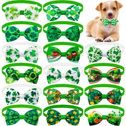 10Pcs ST Patrick's day Pet Supplies Dog Bowtie Pet Dog Cat Bow Tie Neckties White Green Dog Bows Pet Bowties Dogs Supplies