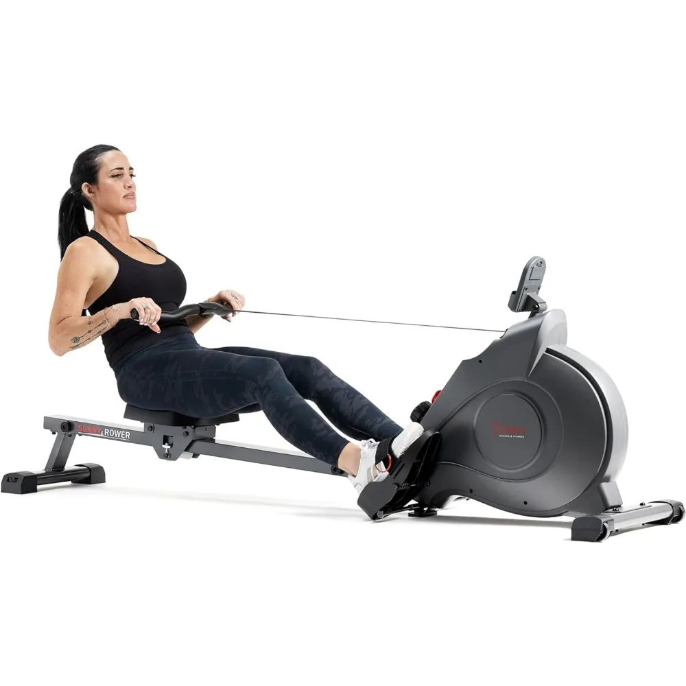 Zonnige Gezondheid En Fitness Magnetische Roeimachine Met 53.4 "Verlengde Glijrail, Soepele Stille Weerstand