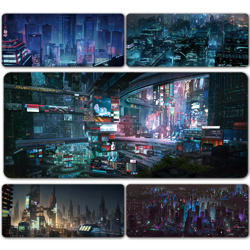 Future City Night Scene Science Fiction SF XXL Mouse Pad Large Computer Laptop Non-slip Office Keyboard Mats Desk Mat Mousepad