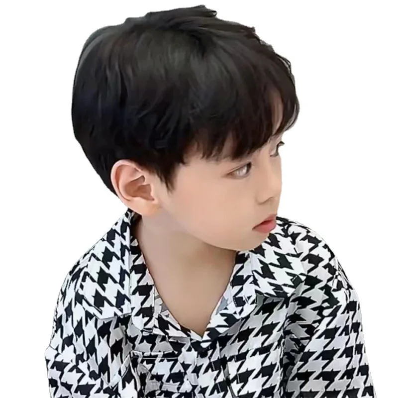 Children\'s Wig Short Hair Korean Baby Boy Toupee Headwear Accessories Black Dark Brown Kids Nice Birthday Present Outdoor Travel