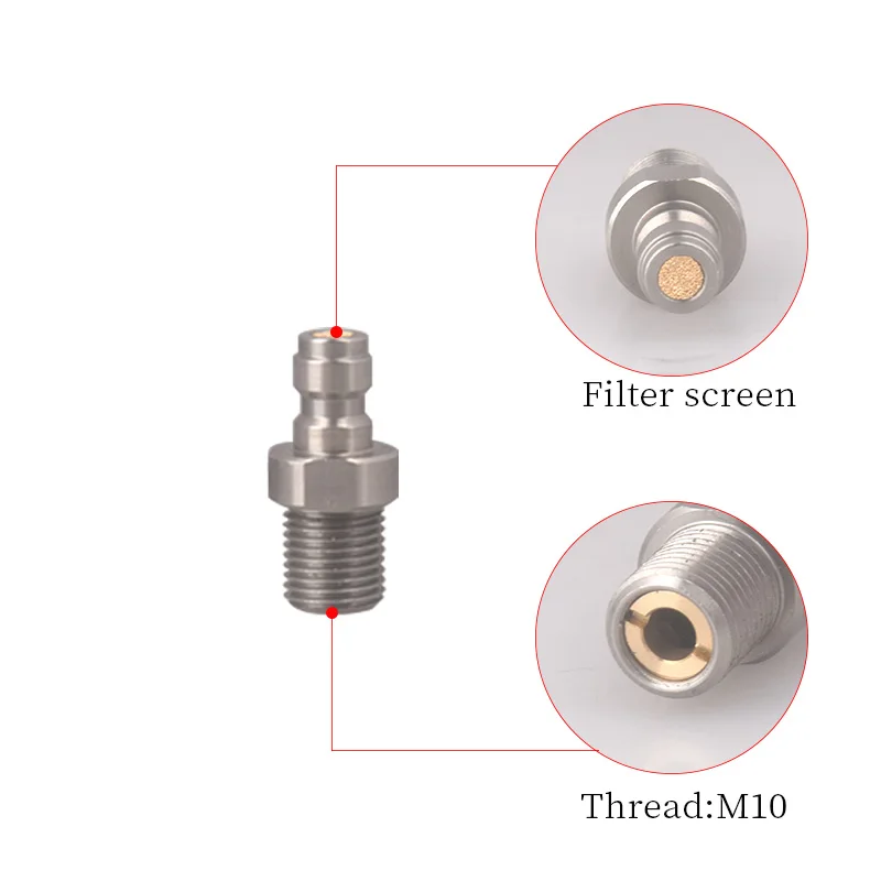 

M10*1 Stainless Steel Quick Coupler Gas Cylinder Refill Pneumatic Fittings Regulator Connector 8MM Quick Release Male Head