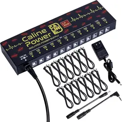 Caline CP-206 Truly Isolated Pedal Power Supply 12 Outputs For Guitar Effects with Adapter and Cables